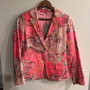 GUSTAV Women's Pink Boho Print Single Button Blazer Jacket Size 4 NEW